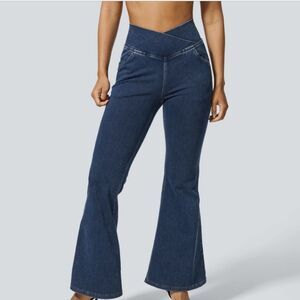 Halaramagic High Waisted Crossover Stretchy Super Flare Jean 32"  Small Tall